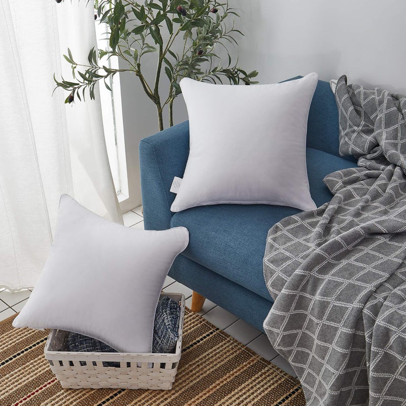 Leeden 20 x 20 Pillow Inserts (Set of 2) - Throw Pillow Inserts with 100% Cotton Cover - 20 Inch Square Decorative Pillows for Sofa, Couch, Bed and Home Decor - Image 3